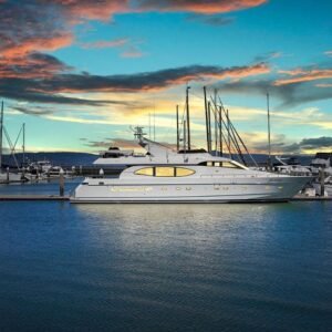 A yacht in the water