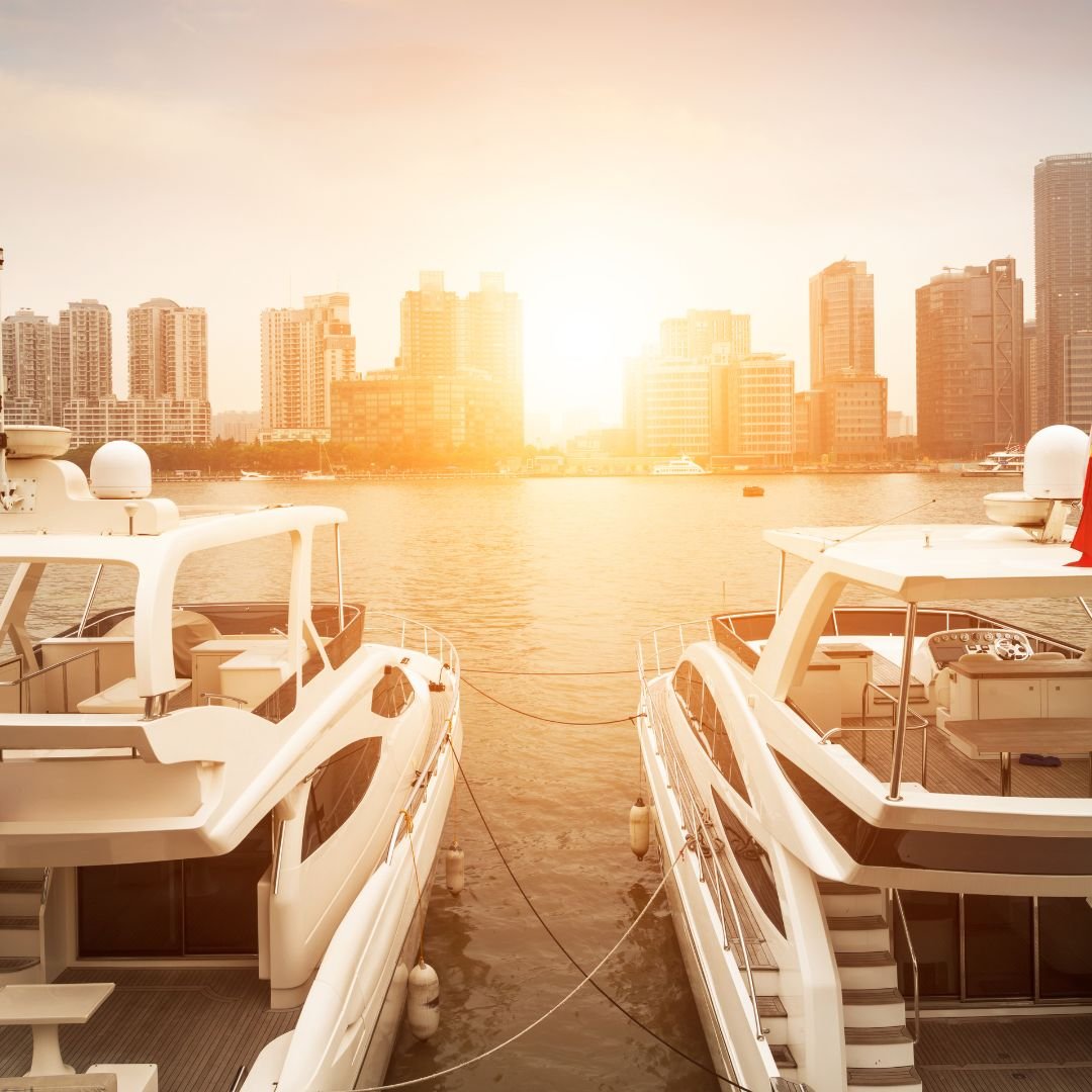 docked yachts